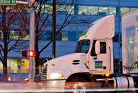 Bunzl lorry at night