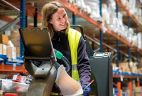 Warehouse Worker Checking Inventory